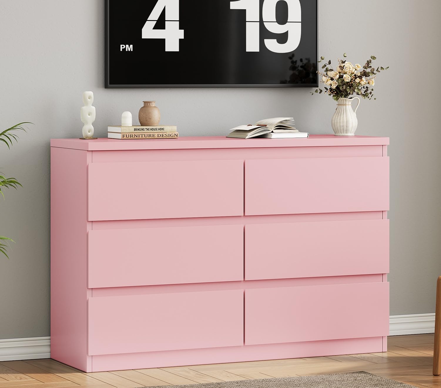 Amazon.com: Jocoevol Modern Pink 6 Drawer Dresser - Simply Chest